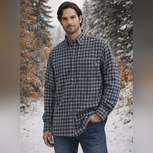 Woolrich Mens Blue Plaid Flannel Shirt 2XL Tall  Long Sleeve Button Up. Outdoors